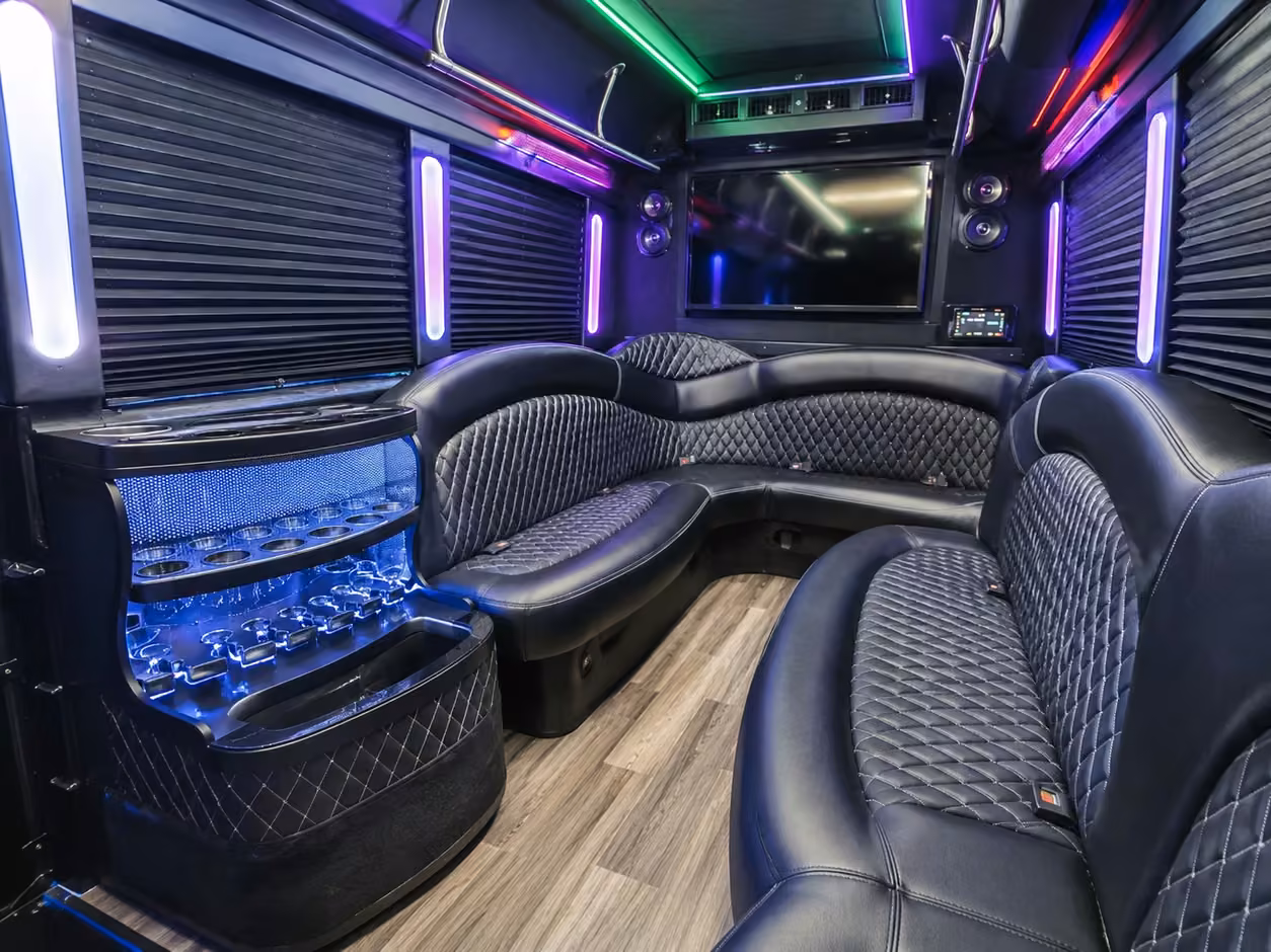 20 passenger party bus interior