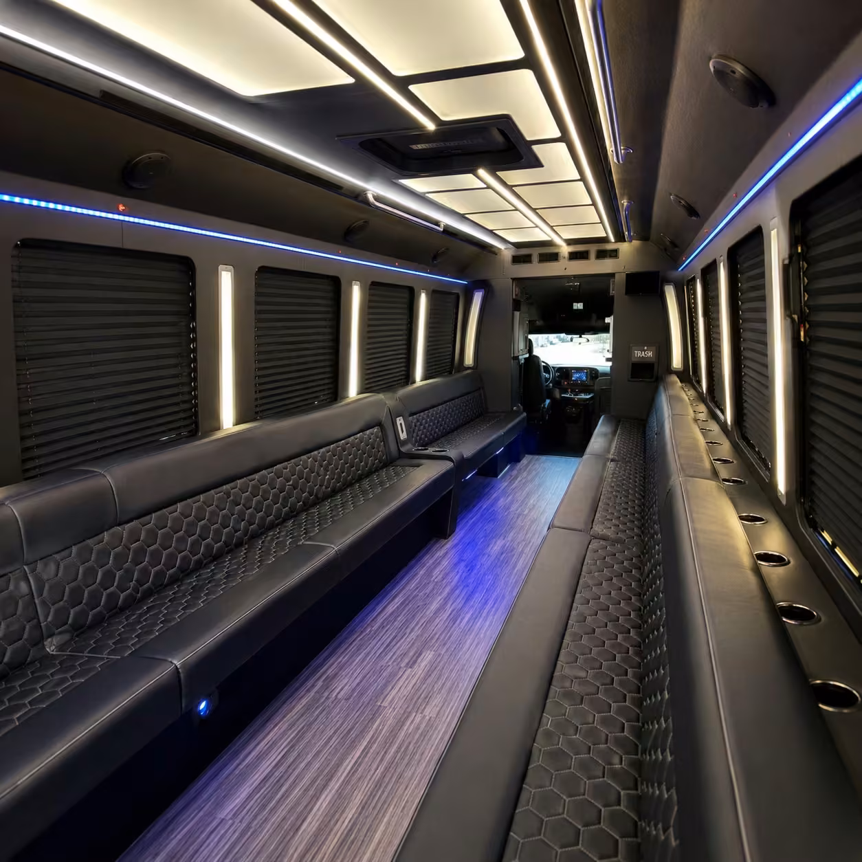 28 passenger party bus inside