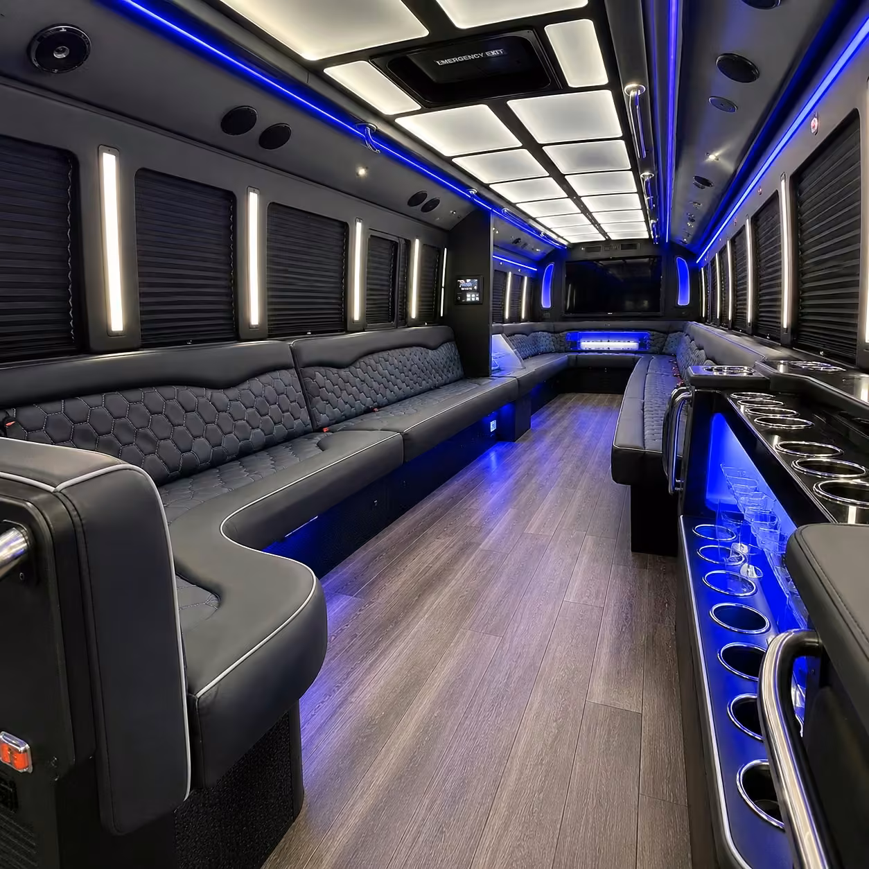 50 passenger party bus interior