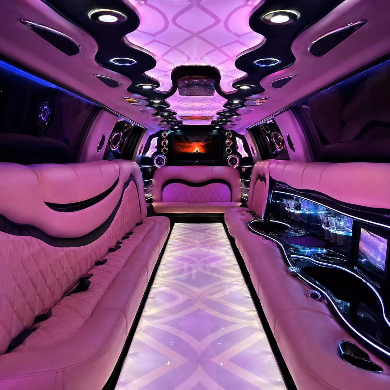 pink limo interior