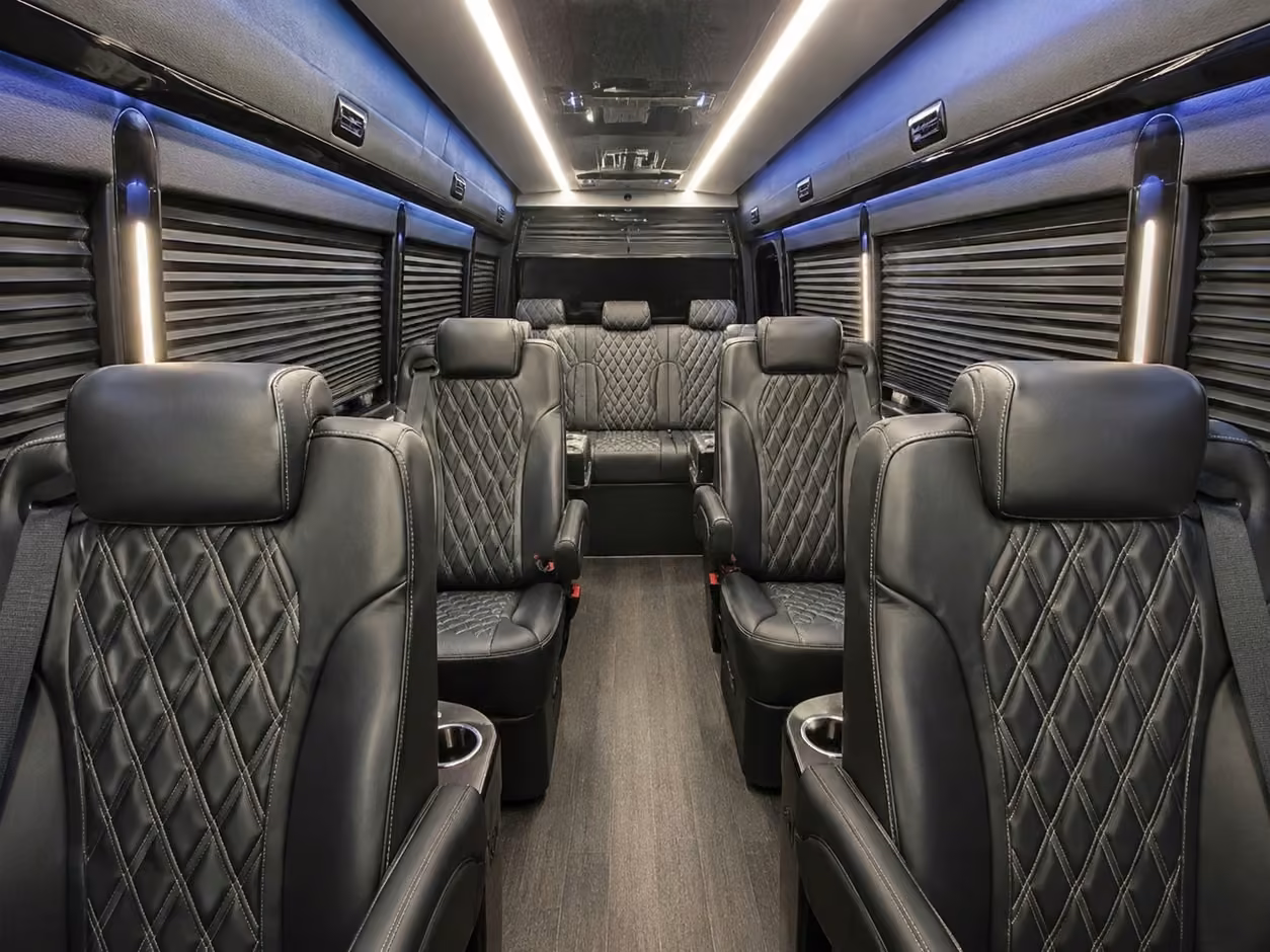 sprinter van rental with driver inside